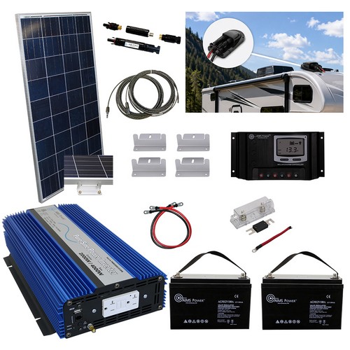 (image for) Aims Power, ECBADGER, Solar 120 Watt, Inverter 2000 Watt, & 2.88 kWh Battery | Complete Solar Power Kit for RVs, Mobile Setups, or Small Off-Grid Systems